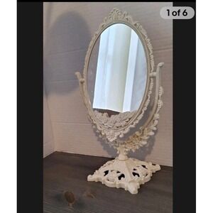 Vintage-style double-sided rotating Vanity Mirror Plastic Ornate Table Top